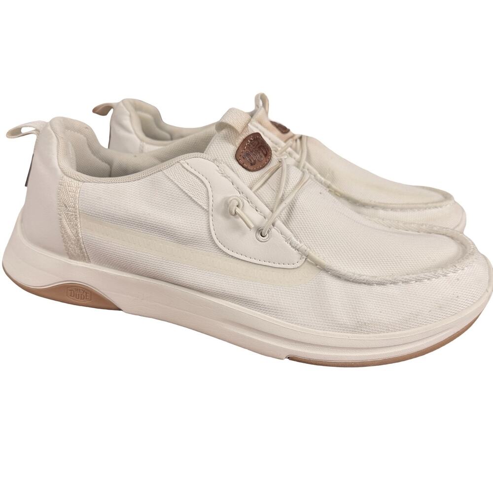 Hey Dude Wally Drift Mesh Canvas Slip On White Casual Shoes Coastal Summer sz 13